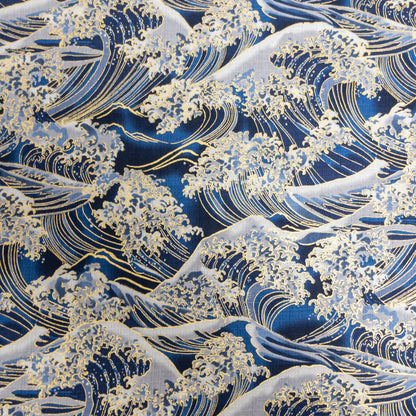 Japan | gilded the great wave off kanagawa 燙金神奈川沖浪裏 | cotton shantung 竹節棉