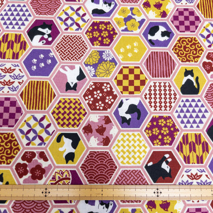 Japan | japanese cats 和風鑽紋貓貓 | cotton printed sheeting 純棉