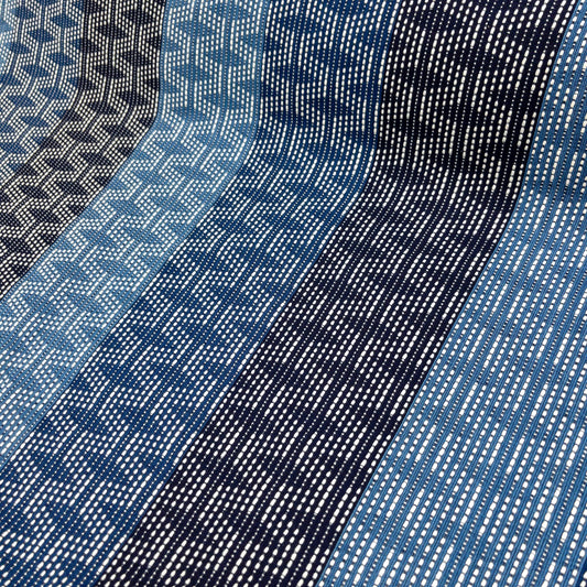 Japan | Indigo Katsuo Sashiko zigzag | Sashiko-ori 刺子織