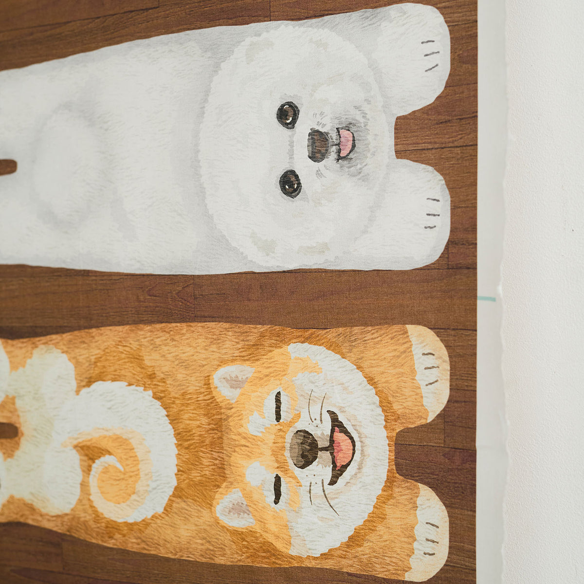 kokka home deco mini - 貓狗躺在地板上 | cotton printed sheeting 純棉