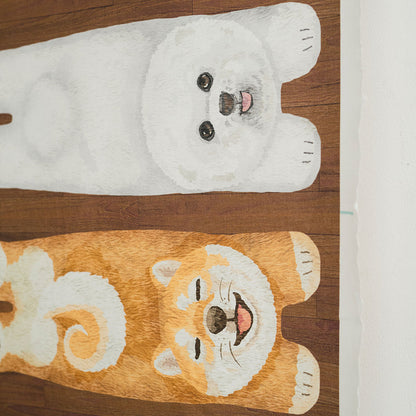 kokka home deco mini - 貓狗躺在地板上 | cotton printed sheeting 純棉