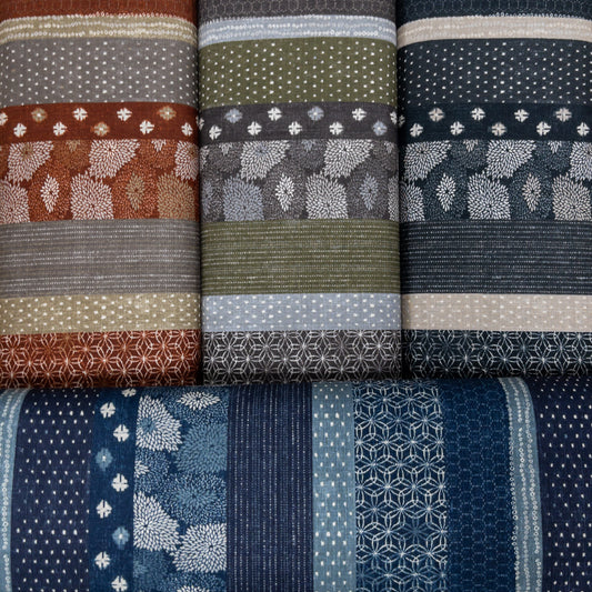 Japan | 和風間條拼布風格 | cotton printed dobby 竹節棉