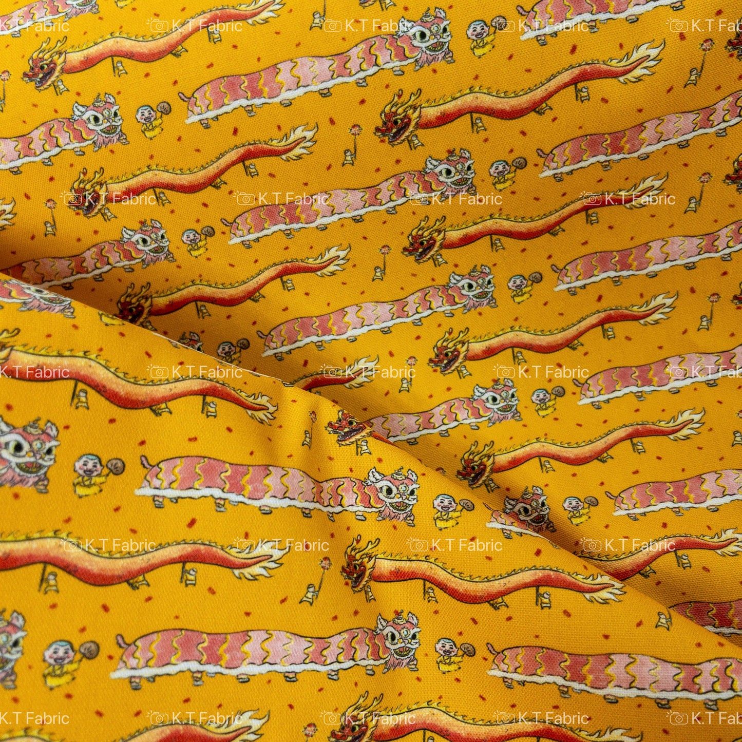 【K‧T FABRIC】舞龍舞獅 dragon and lion dance | cotton printed oxford 純棉