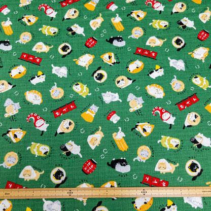 Japan | oden and cat 關東煮貓貓 | cotton printed dobby 竹節棉