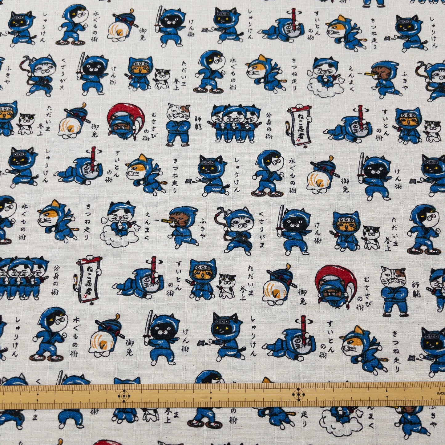 Japan | ninja cat 忍者貓太郎 | cotton printed dobby 竹節棉