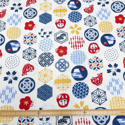 Japan | dots circle japanese pattern 圓形和風圖案 | cotton printed dobby 竹節純棉