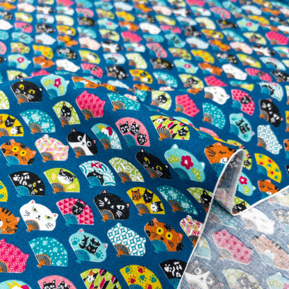 Japan | cat fan 貓の扇 | cotton printed sheeting