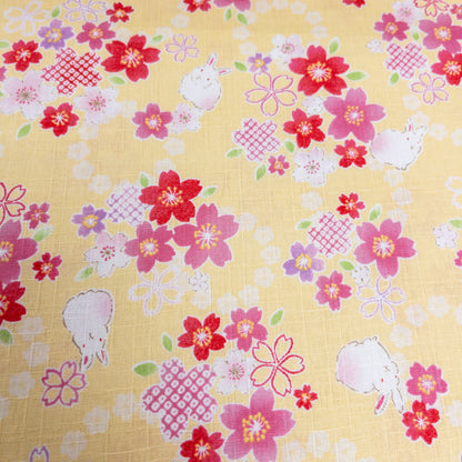Japan | Sakura bunny 櫻花白兔竹節棉 | cotton printed dobby 竹節棉