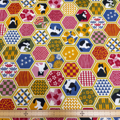 Japan | japanese cats 和風鑽紋貓貓 | cotton printed sheeting 純棉