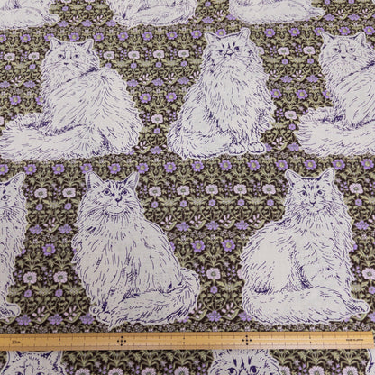 Japan | flowers with cats 歐洲風格紫花貓 | cotton printed shirting 純棉
