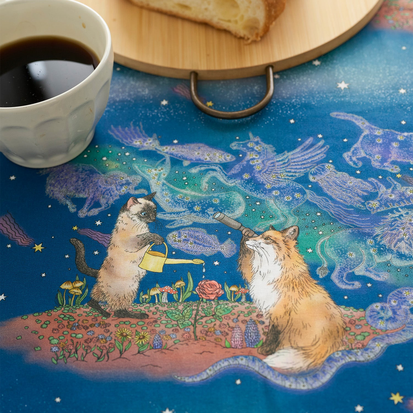 Japan | 365 cat. art Cats in the Moonlight 月光下的童話世界貓貓 | cotton printed sheeting 純棉