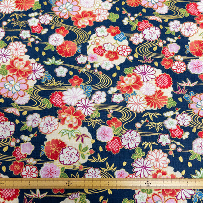 Japan | japanese hot stamping water pattern 燙金和風水紋花 | cotton printed poplin 竹節純棉