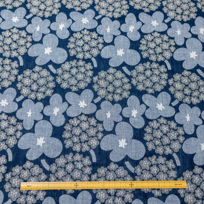 Kobayashi | 藍色繡球花圖案 | cotton double weave jacquard 純棉雙面提花