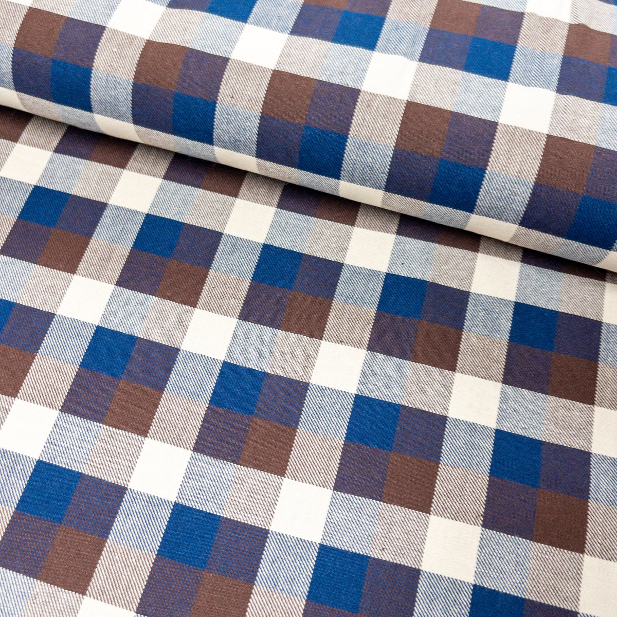 Japan | 啡藍格仔格紋 blue x brown checkered  | cotton yarn-dyed brushed 純棉先染起毛
