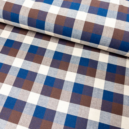 Japan | 啡藍格仔格紋 blue x brown checkered  | cotton yarn-dyed brushed 純棉先染起毛