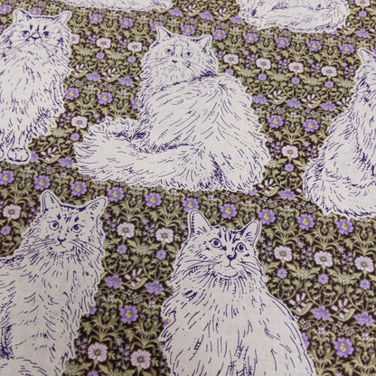 Japan | flowers with cats 歐洲風格紫花貓 | cotton printed shirting 純棉