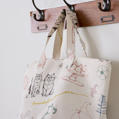 ＋HAyU fabric | cat trio 貓貓三重奏 | cotton linen printed canvas 棉麻