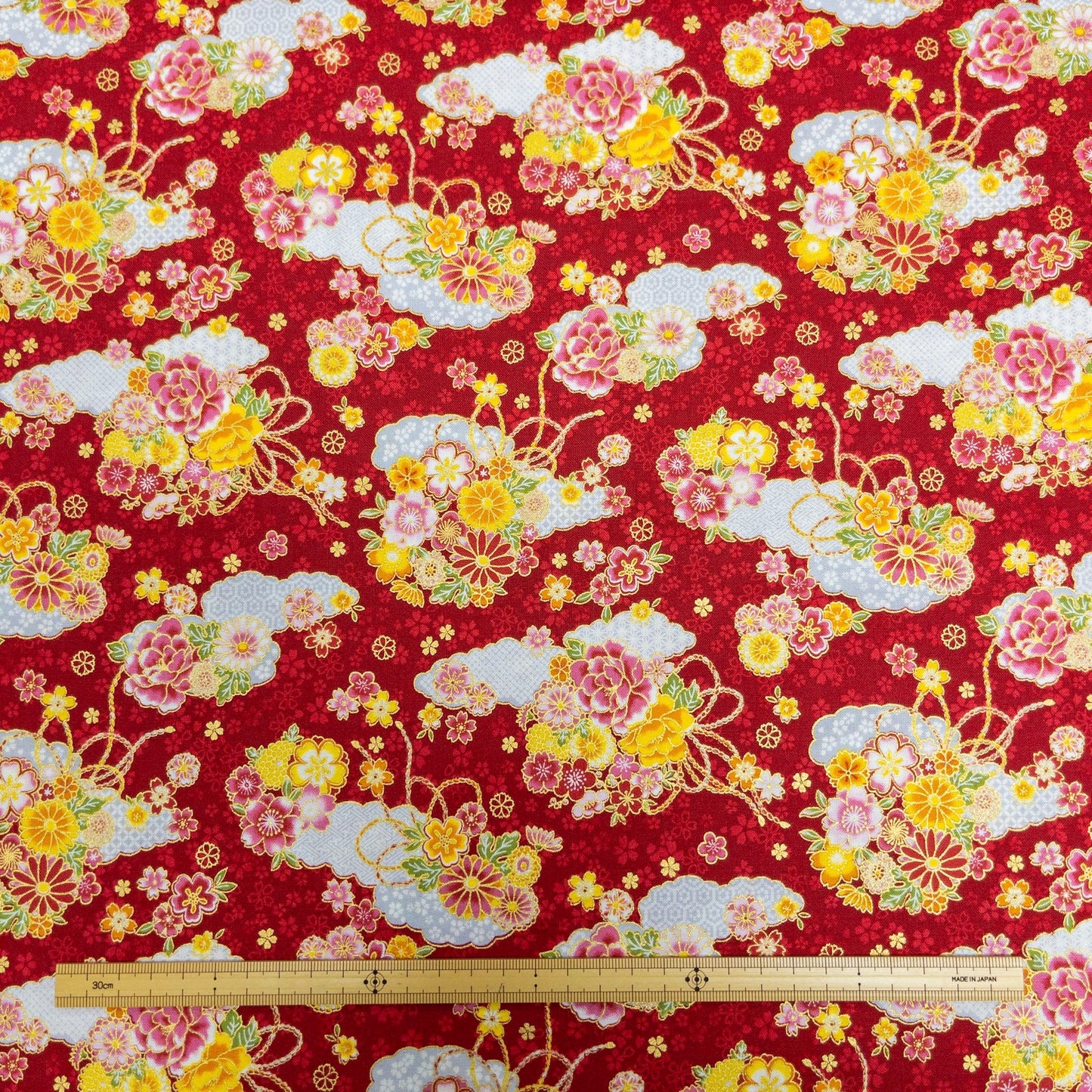 Japan | gilded Japanese clouds and flowers 燙金和風雲海花 | cotton printed sheeting