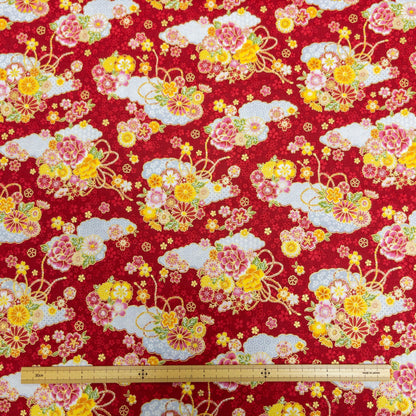 Japan | gilded Japanese clouds and flowers 燙金和風雲海花 | cotton printed sheeting