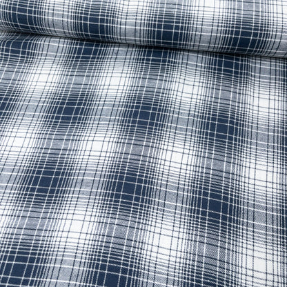 Japan | 白藍漸變格紋線 blue x white checkered  | cotton yarn-dyed brushed 純棉先染起毛