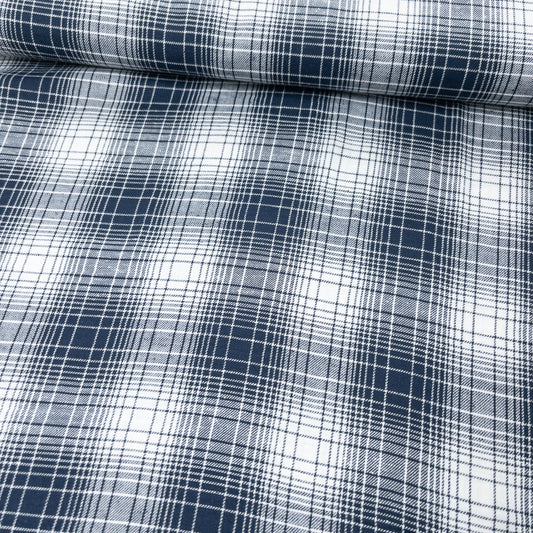 Japan | 白藍漸變格紋線 blue x white checkered  | cotton yarn-dyed brushed 純棉先染起毛