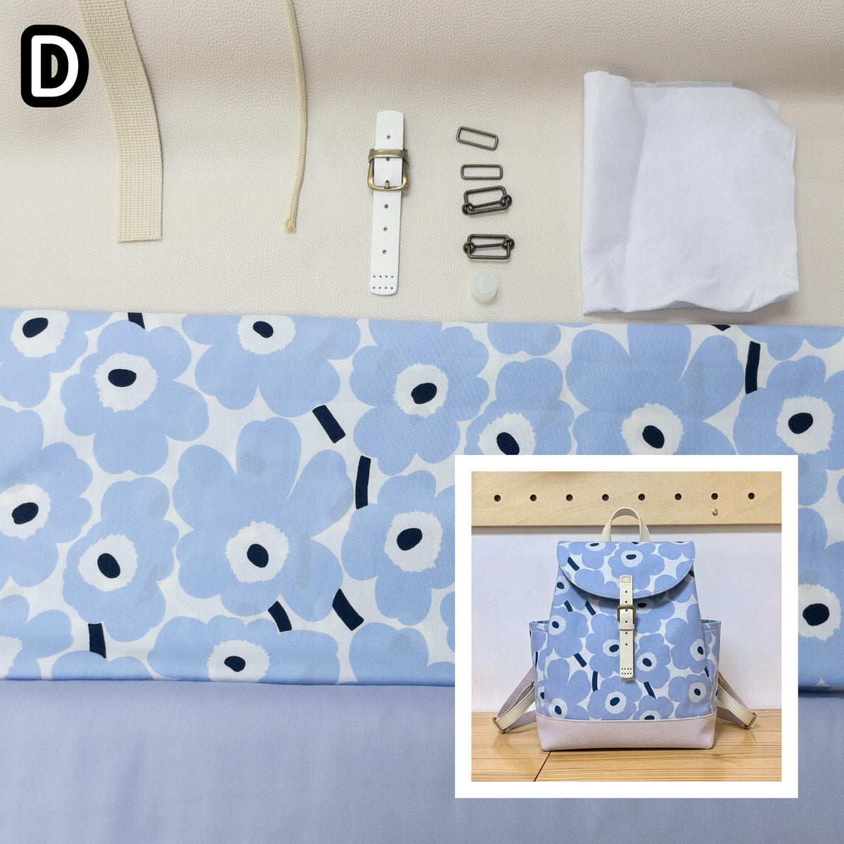 K·T SEWING｜限時推出！「束繩側袋有蓋背包」材料包 *送實體紙樣及影片教學 （10月4日截單）Drawstring Backpack with Pocket sewing kit (include paper pattern & tutorial videos)