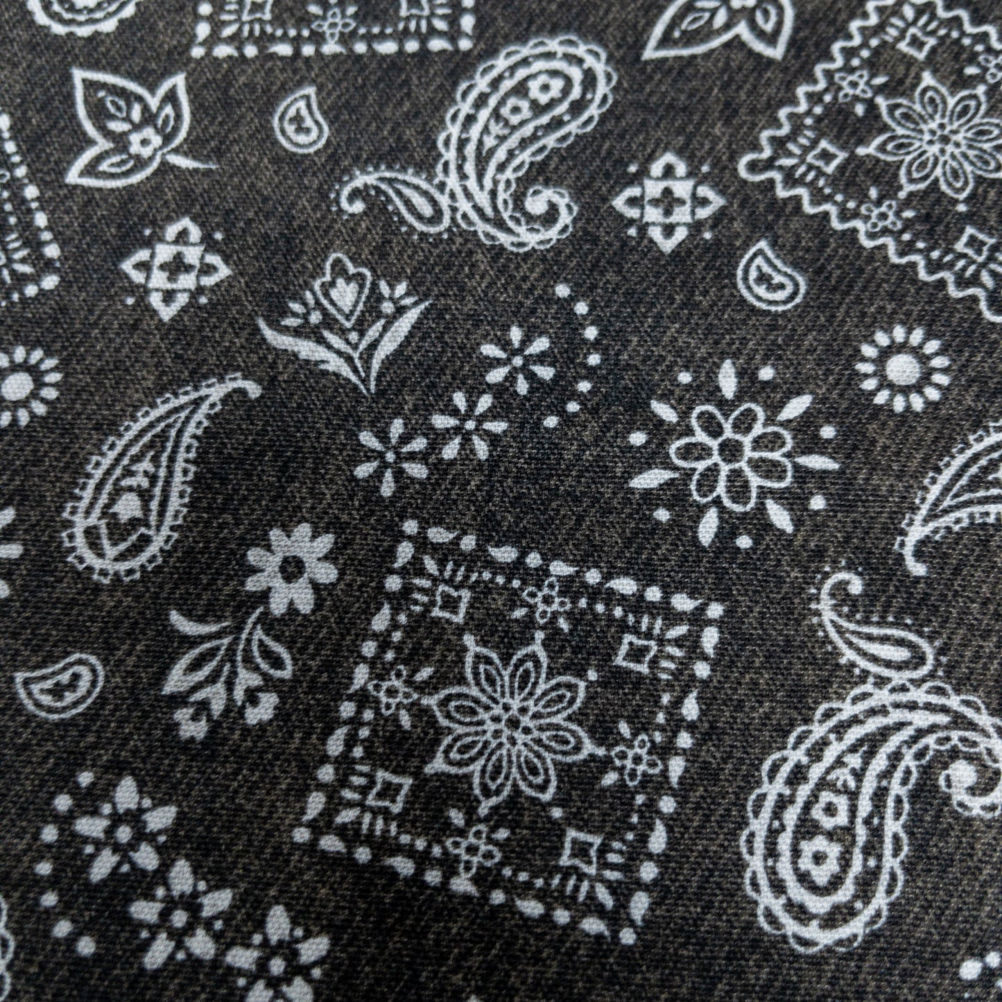 Japan | Denim Layers 復古牛仔色刺繡腰果花圖案 | cotton printed oxford 純棉