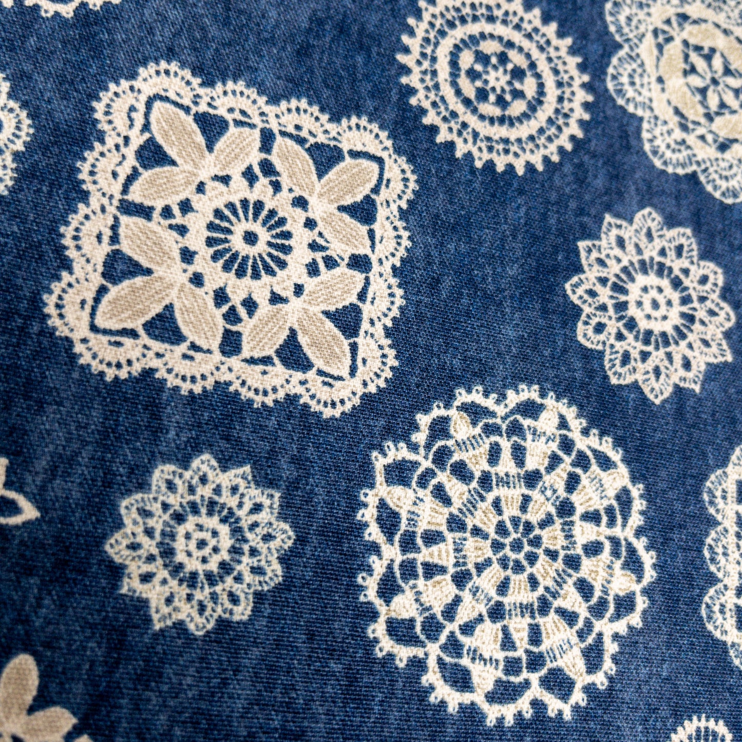 Japan | Denim Lace 復古牛仔色蕾絲圖案 | cotton printed oxford 純棉