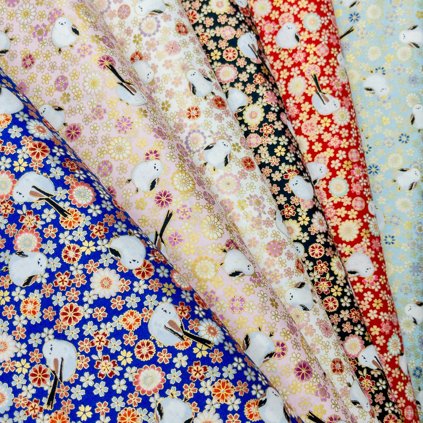 Quilt Gate | Foil-stamped long tailed tit 燙金雪之妖精 | cotton printed sheeting 純棉