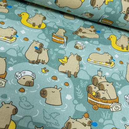 Taiwan | 水豚温泉 capybara | cotton printed oxford 純棉