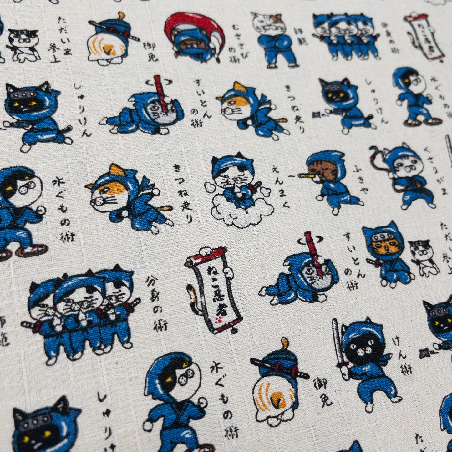Japan | ninja cat 忍者貓太郎 | cotton printed dobby 竹節棉