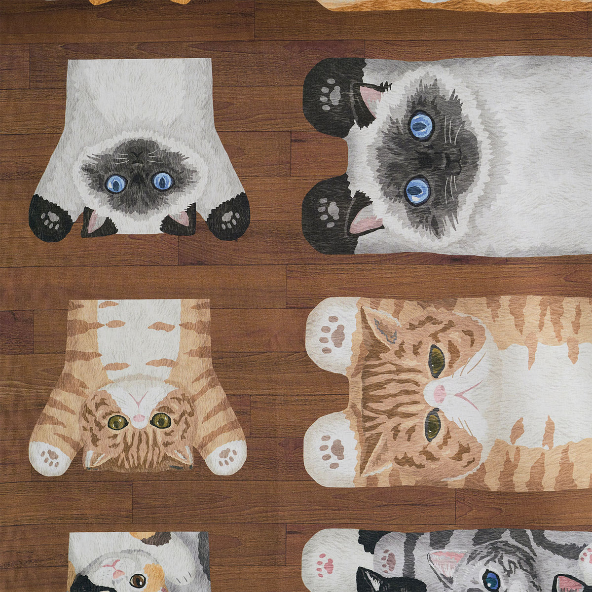 kokka home deco mini - 貓狗躺在地板上 | cotton printed sheeting 純棉