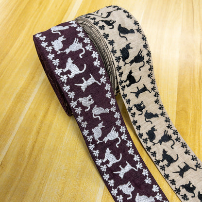 India | cats shadow 5.3cm 貓貓剪影 | embroidery webbing 刺繡帶