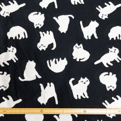 maffon | chubby cat 胖貓貓 | cotton jacquard knit 雙面純棉提花針織 - 160cm
