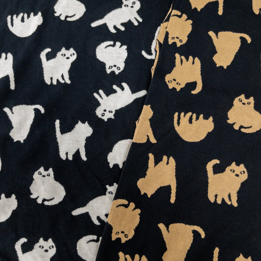 maffon | chubby cat 胖貓貓 | cotton jacquard knit 雙面純棉提花針織 - 160cm