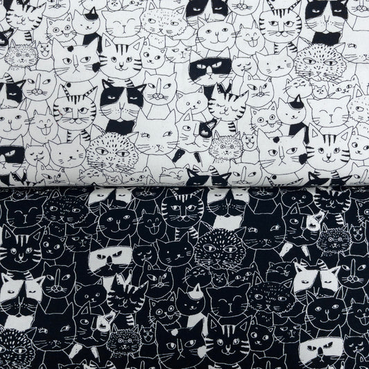 Japan | black white cat 黑白貓 | cotton printed oxford 純棉