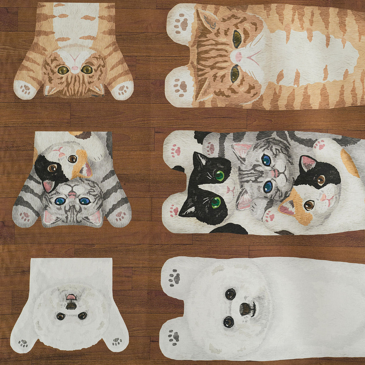 kokka home deco mini - 貓狗躺在地板上 | cotton printed sheeting 純棉