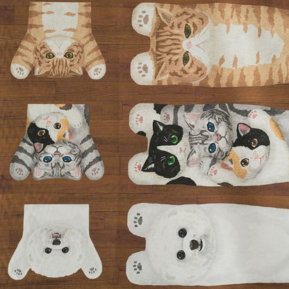 kokka home deco mini - 貓狗躺在地板上 | cotton printed sheeting 純棉