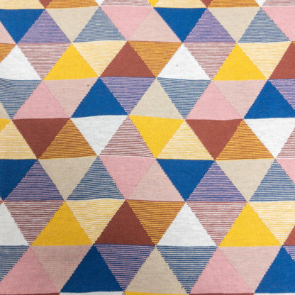 maffon | triangle patterns beige pink blue yellow 三角拼色 米粉藍黃 | cotton jacquard knit 雙面純棉提花針織 - 170cm