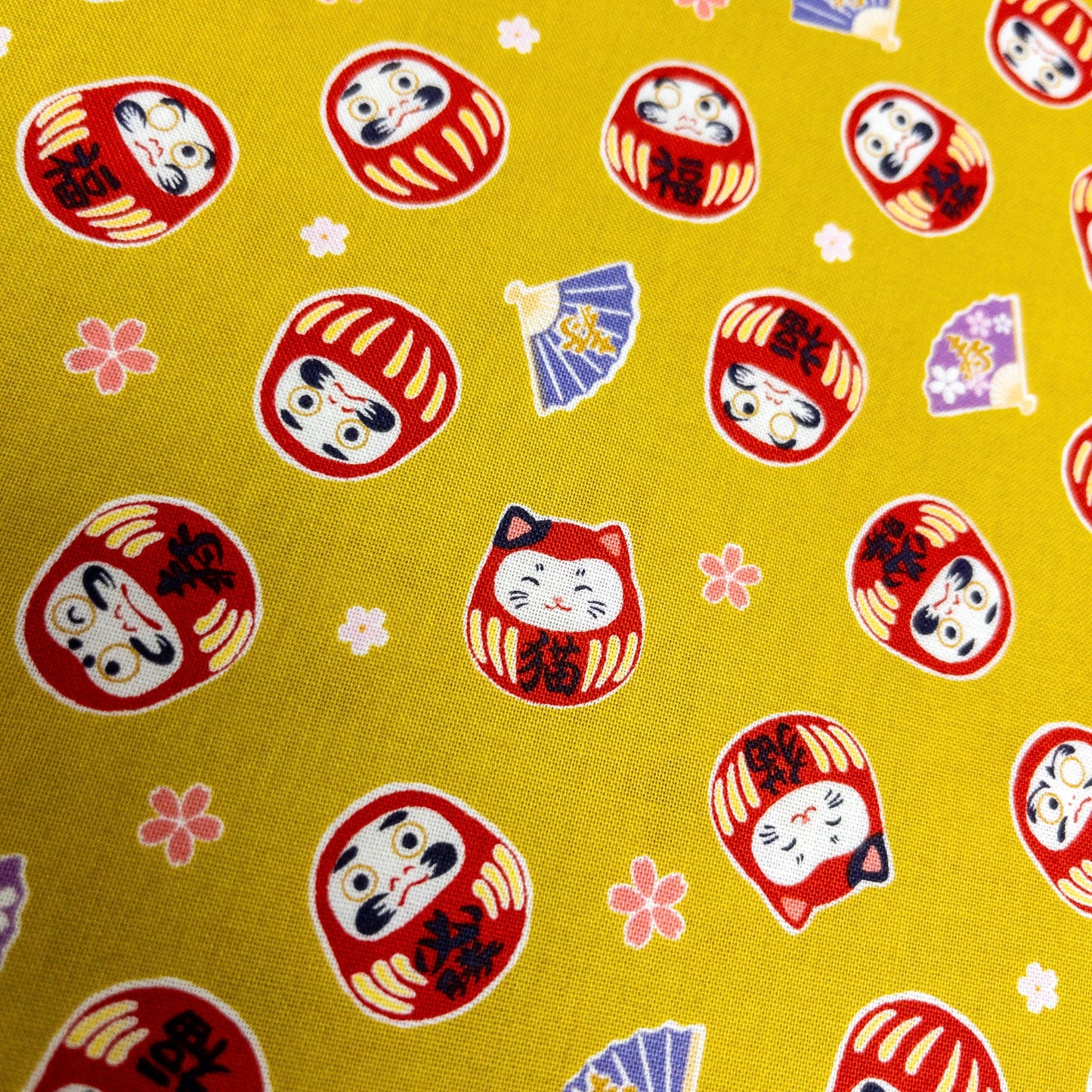 Japan | Japanese daruma cat 燙金和風達摩貓貓 | cotton printed sheeting 純棉