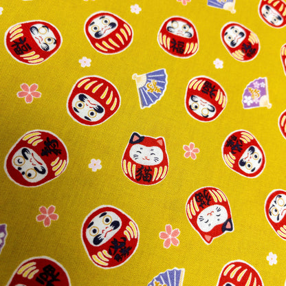 Japan | Japanese daruma cat 燙金和風達摩貓貓 | cotton printed sheeting 純棉