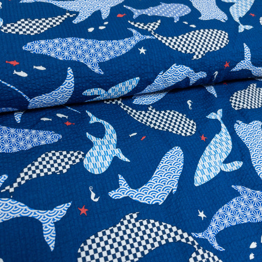 Japan | whale 和風鯨魚 | cotton seer sucker 泡泡棉浴衣布
