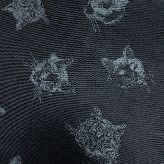 Japan | 黑色貓刺繡 | polyester jacquard 聚酯提花布
