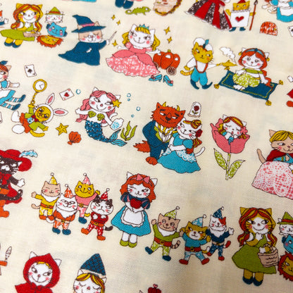 Japan | cat fairy tale 貓貓童話故事 | cotton printed sheeting 純棉