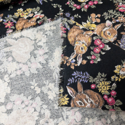 Japan | bunny will flowers 兔子花環 | cotton linen printedcanvas 棉麻