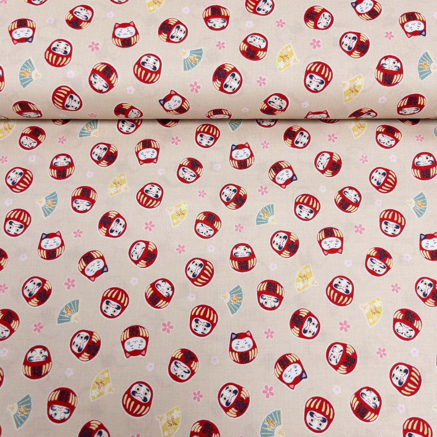 Japan | Japanese daruma cat 燙金和風達摩貓貓 | cotton printed sheeting 純棉