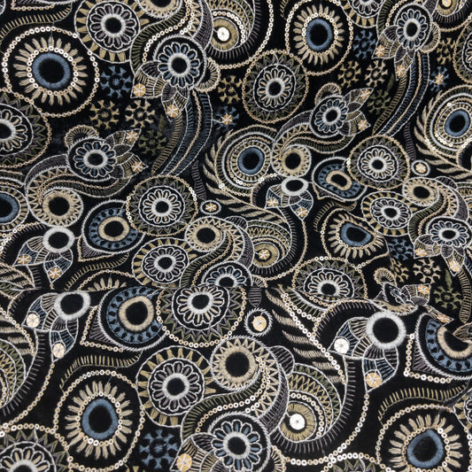 India | wheel embroidered fabric 圓輪花紋刺繡布