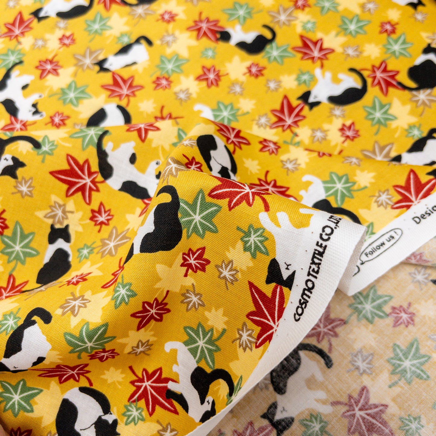 Japan | japanese maple leaf & cats 和風楓葉貓貓 | cotton printed sheeting 純棉