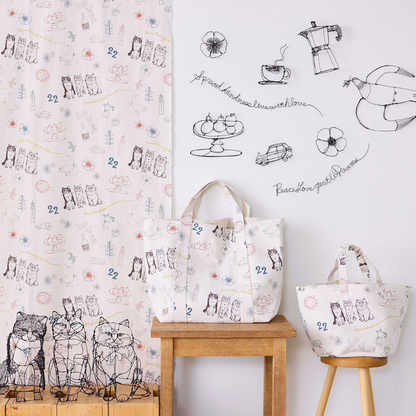 ＋HAyU fabric | cat trio 貓貓三重奏 | cotton linen printed canvas 棉麻