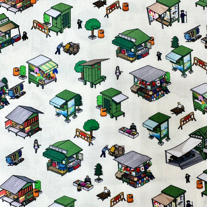 【K‧T FABRIC】香港舊式鐵皮檔 Hong kong’s hawker stall | cotton printed oxford 純棉